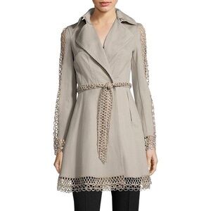 Elie Tahari Cutout Kathy Sand Trench Coat